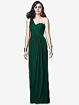 Alt View 1 Thumbnail - Hunter Green One-Shoulder Draped Maxi Dress with Front Slit - Aeryn