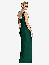 Rear View Thumbnail - Hunter Green One-Shoulder Draped Maxi Dress with Front Slit - Aeryn