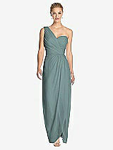 Front View Thumbnail - Icelandic One-Shoulder Draped Maxi Dress with Front Slit - Aeryn