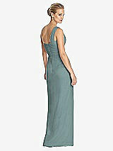 Rear View Thumbnail - Icelandic One-Shoulder Draped Maxi Dress with Front Slit - Aeryn