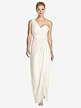 Front View Thumbnail - Ivory One-Shoulder Draped Maxi Dress with Front Slit - Aeryn