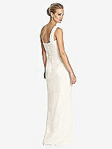 Rear View Thumbnail - Ivory One-Shoulder Draped Maxi Dress with Front Slit - Aeryn
