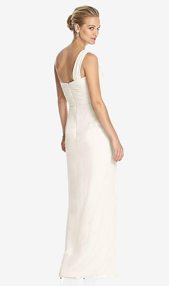 Back View - Ivory One-Shoulder Draped Maxi Dress with Front Slit - Aeryn