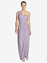 Front View Thumbnail - Lilac Haze One-Shoulder Draped Maxi Dress with Front Slit - Aeryn