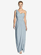 Front View Thumbnail - Mist One-Shoulder Draped Maxi Dress with Front Slit - Aeryn