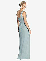 Rear View Thumbnail - Morning Sky One-Shoulder Draped Maxi Dress with Front Slit - Aeryn