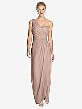 Front View Thumbnail - Neu Nude One-Shoulder Draped Maxi Dress with Front Slit - Aeryn