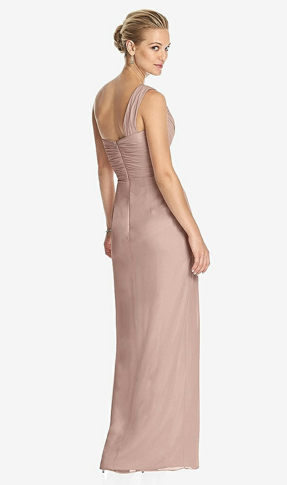 Back View - Neu Nude One-Shoulder Draped Maxi Dress with Front Slit - Aeryn