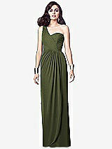 Alt View 1 Thumbnail - Olive Green One-Shoulder Draped Maxi Dress with Front Slit - Aeryn