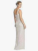 Rear View Thumbnail - Oyster One-Shoulder Draped Maxi Dress with Front Slit - Aeryn