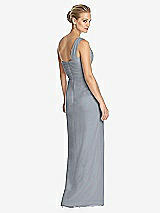 Rear View Thumbnail - Platinum One-Shoulder Draped Maxi Dress with Front Slit - Aeryn