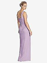 Rear View Thumbnail - Pale Purple One-Shoulder Draped Maxi Dress with Front Slit - Aeryn