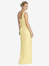 Rear View Thumbnail - Pale Yellow One-Shoulder Draped Maxi Dress with Front Slit - Aeryn