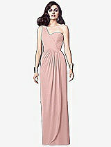 Alt View 1 Thumbnail - Rose - PANTONE Rose Quartz One-Shoulder Draped Maxi Dress with Front Slit - Aeryn