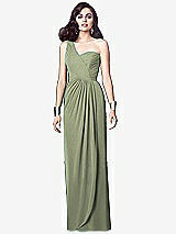 Alt View 1 Thumbnail - Sage One-Shoulder Draped Maxi Dress with Front Slit - Aeryn