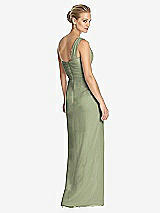 Rear View Thumbnail - Sage One-Shoulder Draped Maxi Dress with Front Slit - Aeryn