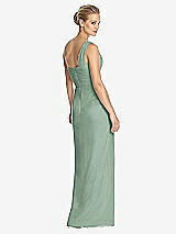 Rear View Thumbnail - Seagrass One-Shoulder Draped Maxi Dress with Front Slit - Aeryn