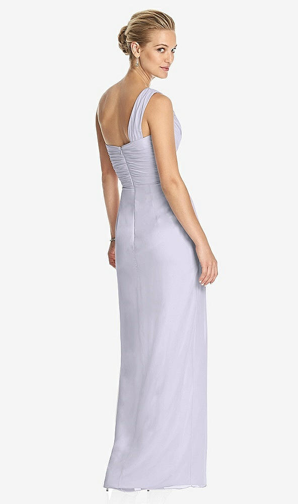 Back View - Silver Dove One-Shoulder Draped Maxi Dress with Front Slit - Aeryn