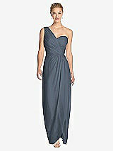 Front View Thumbnail - Silverstone One-Shoulder Draped Maxi Dress with Front Slit - Aeryn