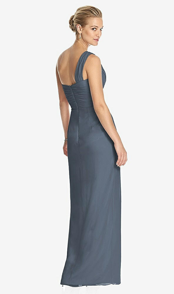 Back View - Silverstone One-Shoulder Draped Maxi Dress with Front Slit - Aeryn