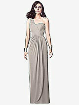Alt View 1 Thumbnail - Taupe One-Shoulder Draped Maxi Dress with Front Slit - Aeryn