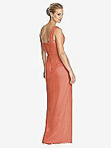 Rear View Thumbnail - Terracotta Copper One-Shoulder Draped Maxi Dress with Front Slit - Aeryn