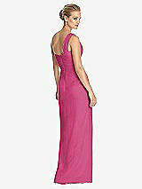 Rear View Thumbnail - Tea Rose One-Shoulder Draped Maxi Dress with Front Slit - Aeryn