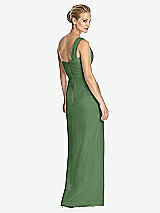 Rear View Thumbnail - Vineyard Green One-Shoulder Draped Maxi Dress with Front Slit - Aeryn