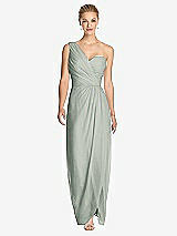 Front View Thumbnail - Willow Green One-Shoulder Draped Maxi Dress with Front Slit - Aeryn