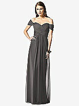Front View Thumbnail - Caviar Gray Off-the-Shoulder Ruched Chiffon Maxi Dress - Alessia