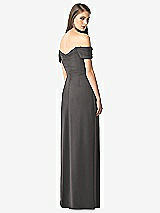 Rear View Thumbnail - Caviar Gray Off-the-Shoulder Ruched Chiffon Maxi Dress - Alessia