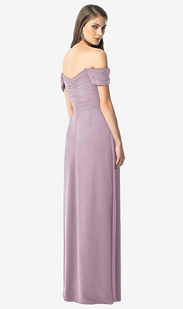 Back View - Suede Rose Off-the-Shoulder Ruched Chiffon Maxi Dress - Alessia