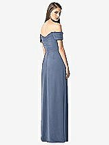 Rear View Thumbnail - Larkspur Blue Off-the-Shoulder Ruched Chiffon Maxi Dress - Alessia