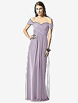 Front View Thumbnail - Lilac Haze Off-the-Shoulder Ruched Chiffon Maxi Dress - Alessia