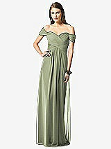 Front View Thumbnail - Sage Off-the-Shoulder Ruched Chiffon Maxi Dress - Alessia