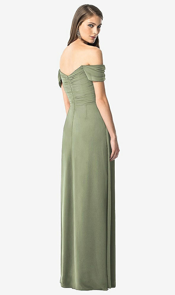 Back View - Sage Off-the-Shoulder Ruched Chiffon Maxi Dress - Alessia