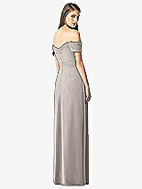 Rear View Thumbnail - Taupe Off-the-Shoulder Ruched Chiffon Maxi Dress - Alessia