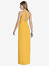 Front View Thumbnail - NYC Yellow V-Neck Halter Chiffon Maxi Dress - Taryn