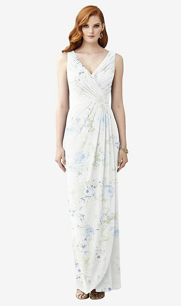 Front View - Bleu Garden Sleeveless Draped Faux Wrap Maxi Dress - Dahlia