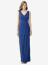 Front View Thumbnail - Classic Blue Sleeveless Draped Faux Wrap Maxi Dress - Dahlia
