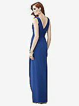 Rear View Thumbnail - Classic Blue Sleeveless Draped Faux Wrap Maxi Dress - Dahlia