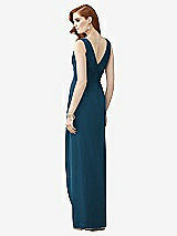 Rear View Thumbnail - Atlantic Blue Sleeveless Draped Faux Wrap Maxi Dress - Dahlia