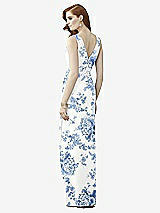 Rear View Thumbnail - Cottage Rose Dusk Blue Sleeveless Draped Faux Wrap Maxi Dress - Dahlia