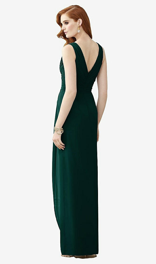Back View - Evergreen Sleeveless Draped Faux Wrap Maxi Dress - Dahlia