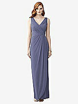 Front View Thumbnail - French Blue Sleeveless Draped Faux Wrap Maxi Dress - Dahlia