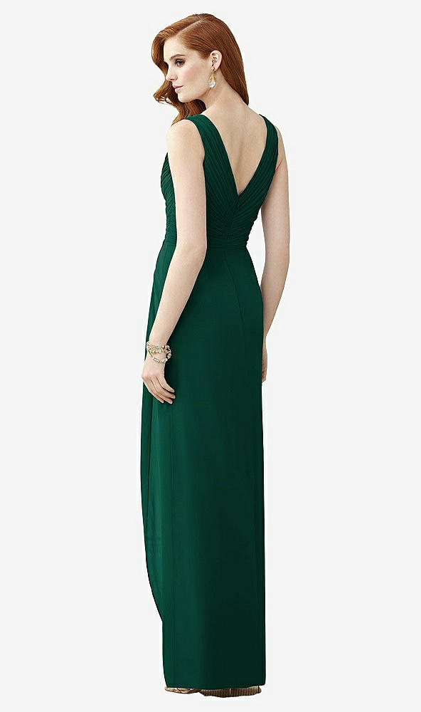 Back View - Hunter Green Sleeveless Draped Faux Wrap Maxi Dress - Dahlia