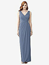 Front View Thumbnail - Larkspur Blue Sleeveless Draped Faux Wrap Maxi Dress - Dahlia