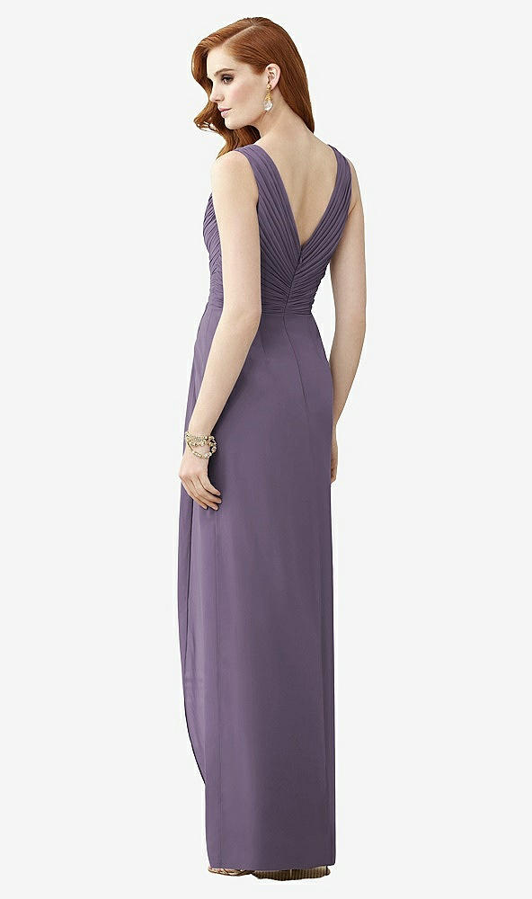 Back View - Lavender Sleeveless Draped Faux Wrap Maxi Dress - Dahlia