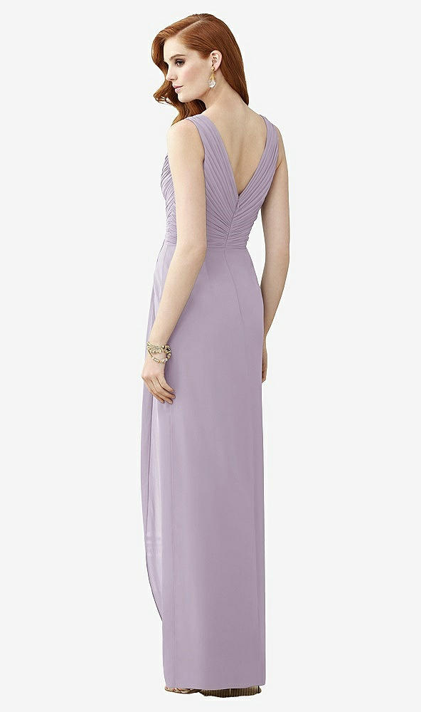 Back View - Lilac Haze Sleeveless Draped Faux Wrap Maxi Dress - Dahlia