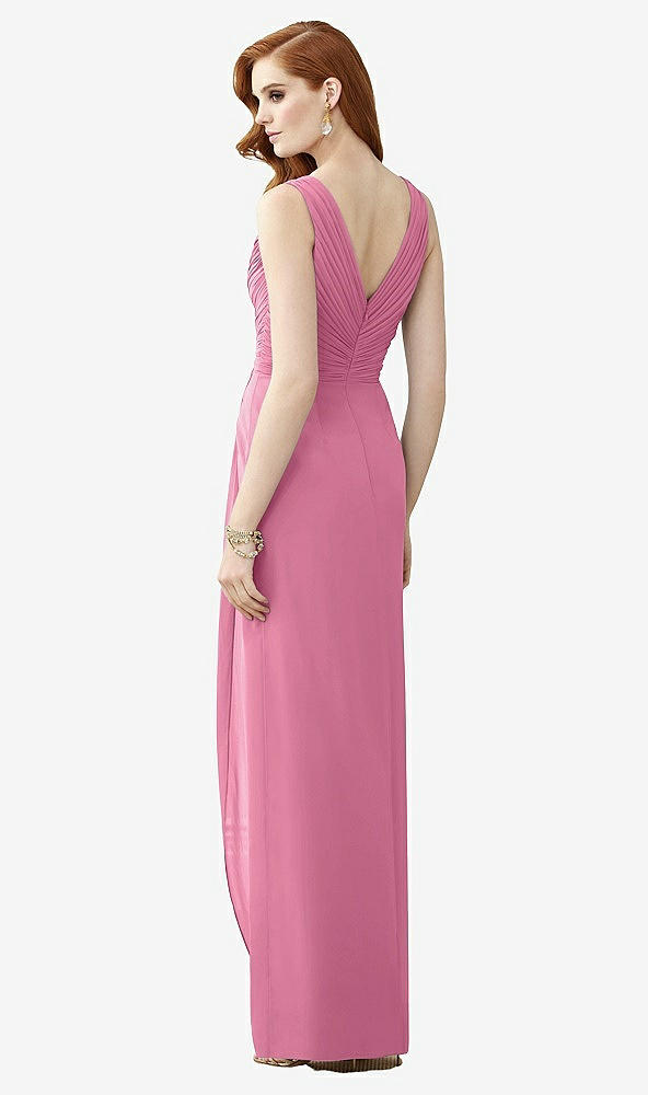 Back View - Orchid Pink Sleeveless Draped Faux Wrap Maxi Dress - Dahlia